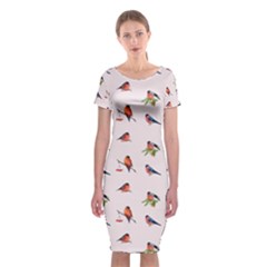 Bullfinches Sit On Branches Classic Short Sleeve Midi Dress by SychEva