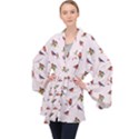 Bullfinches Sit On Branches Long Sleeve Velvet Kimono  View1