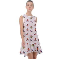 Bullfinches Sit On Branches Frill Swing Dress by SychEva