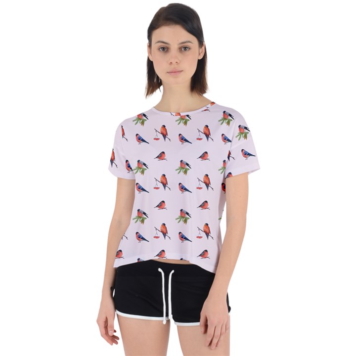 Bullfinches Sit On Branches Open Back Sport Tee