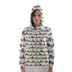 Bullfinches On The Branches Women s Hooded Windbreaker by SychEva