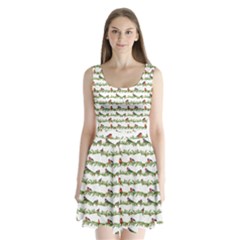 Bullfinches On The Branches Split Back Mini Dress 