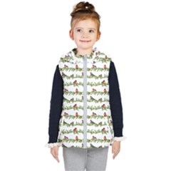 Bullfinches On The Branches Kids  Hooded Puffer Vest by SychEva