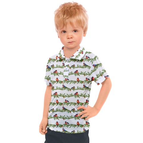 Bullfinches On The Branches Kids  Polo Tee by SychEva