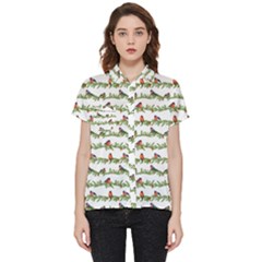 Bullfinches On The Branches Short Sleeve Pocket Shirt by SychEva