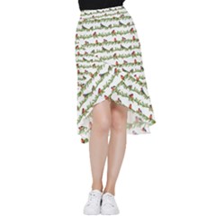 Bullfinches On The Branches Frill Hi Low Chiffon Skirt