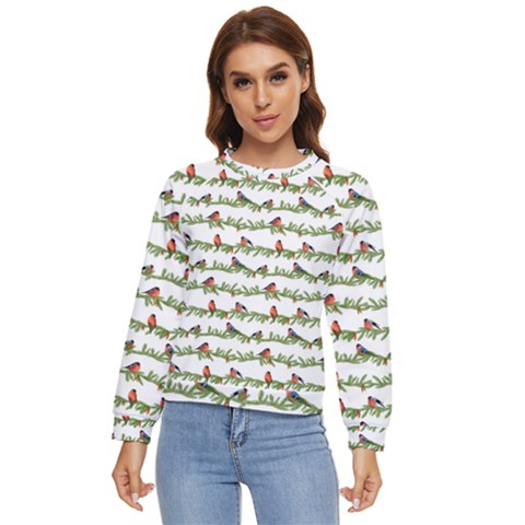 Bullfinches On The Branches Women s Long Sleeve Raglan Tee by SychEva