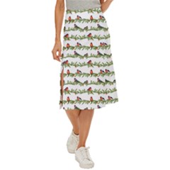 Bullfinches On The Branches Midi Panel Skirt