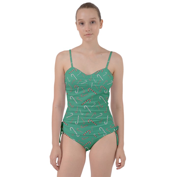 Sweet Christmas Candy Sweetheart Tankini Set