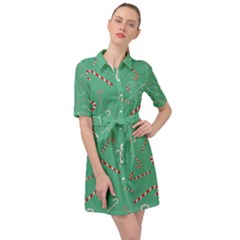 Sweet Christmas Candy Belted Shirt Dress by SychEva