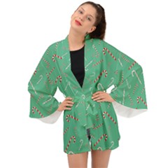 Sweet Christmas Candy Long Sleeve Kimono by SychEva