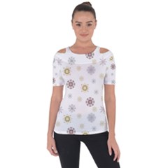 Magic Snowflakes Shoulder Cut Out Short Sleeve Top by SychEva