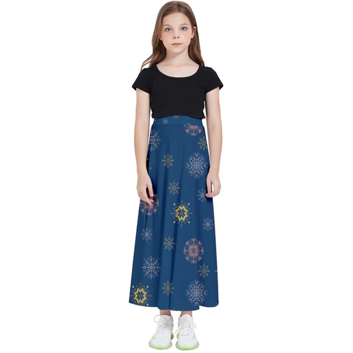 Magic Snowflakes Kids  Flared Maxi Skirt