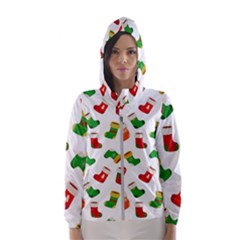 Christmas Socks  Women s Hooded Windbreaker by SychEva