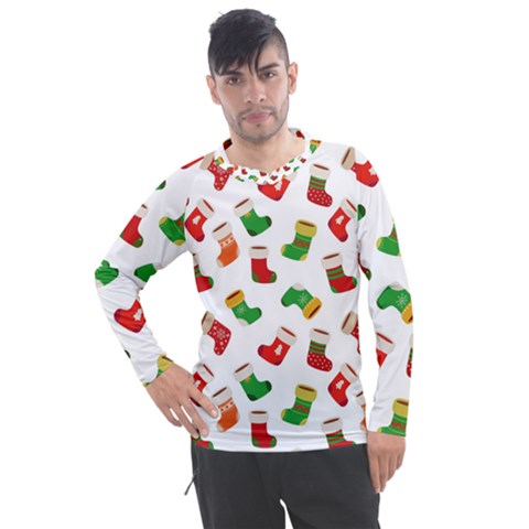 Christmas Socks  Men s Pique Long Sleeve Tee by SychEva