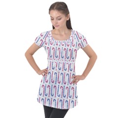 Christmas Candy Puff Sleeve Tunic Top by SychEva