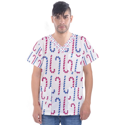 Christmas Candy Men s V-neck Scrub Top by SychEva