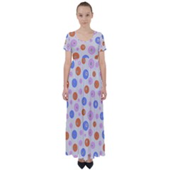 Colorful Balls High Waist Short Sleeve Maxi Dress by SychEva