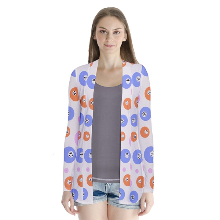 Colorful Balls Drape Collar Cardigan