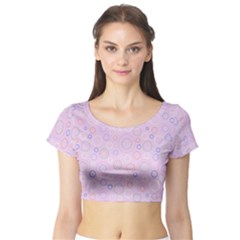 Multicolored Circles On A Pink Background Short Sleeve Crop Top by SychEva