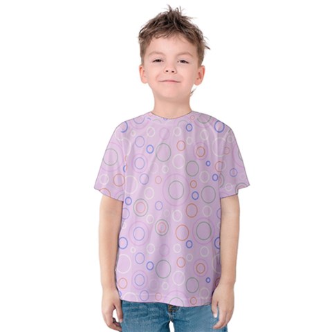 Multicolored Circles On A Pink Background Kids  Cotton Tee by SychEva