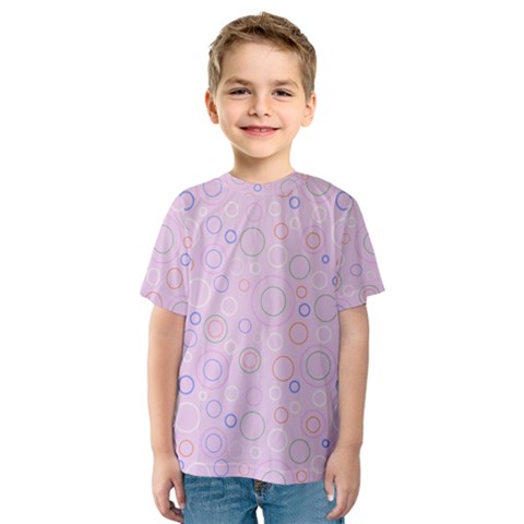 Multicolored Circles On A Pink Background Kids  Sport Mesh Tee by SychEva