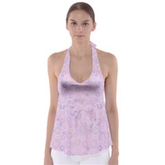 Multicolored Circles On A Pink Background Babydoll Tankini Top by SychEva