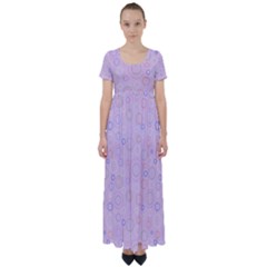 Multicolored Circles On A Pink Background High Waist Short Sleeve Maxi Dress by SychEva