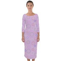 Multicolored Circles On A Pink Background Quarter Sleeve Midi Bodycon Dress by SychEva