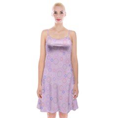 Multicolored Circles On A Pink Background Spaghetti Strap Velvet Dress by SychEva