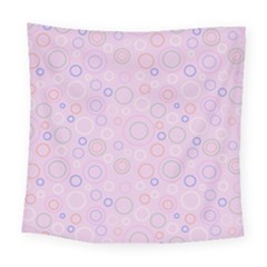 Multicolored Circles On A Pink Background Square Tapestry (large) by SychEva