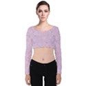 Multicolored Circles On A Pink Background Velvet Long Sleeve Crop Top View1