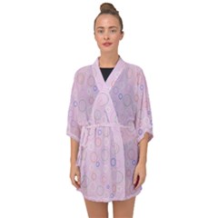 Multicolored Circles On A Pink Background Half Sleeve Chiffon Kimono by SychEva