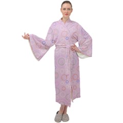 Multicolored Circles On A Pink Background Maxi Velour Kimono by SychEva