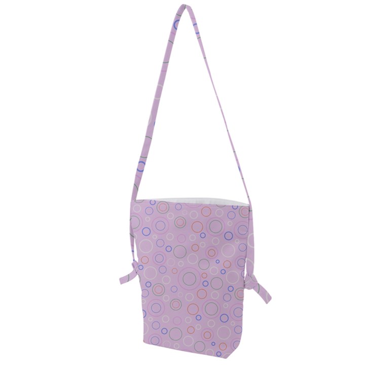 Multicolored Circles On A Pink Background Folding Shoulder Bag