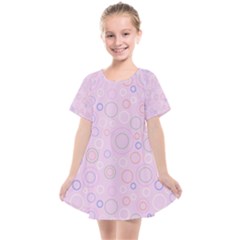 Multicolored Circles On A Pink Background Kids  Smock Dress by SychEva