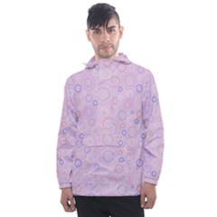 Multicolored Circles On A Pink Background Men s Front Pocket Pullover Windbreaker by SychEva