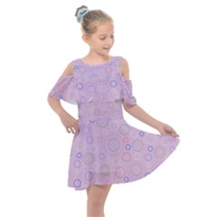 Multicolored Circles On A Pink Background Kids  Shoulder Cutout Chiffon Dress by SychEva