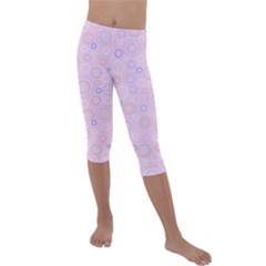 Multicolored Circles On A Pink Background Kids  Lightweight Velour Capri Leggings  by SychEva