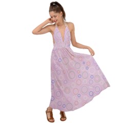 Multicolored Circles On A Pink Background Backless Maxi Beach Dress by SychEva