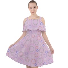 Multicolored Circles On A Pink Background Cut Out Shoulders Chiffon Dress by SychEva