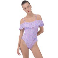 Multicolored Circles On A Pink Background Frill Detail One Piece Swimsuit by SychEva