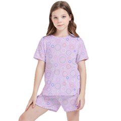 Multicolored Circles On A Pink Background Kids  Tee And Sports Shorts Set by SychEva