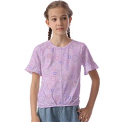 Multicolored Circles On A Pink Background Kids  Cuff Sleeve Scrunch Bottom Tee