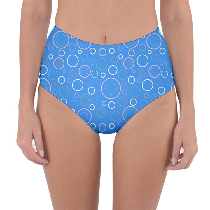 Circles Reversible High-Waist Bikini Bottoms