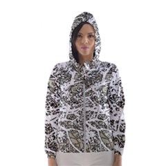 Linear Art Botanic Illustration Women s Hooded Windbreaker by dflcprintsclothing