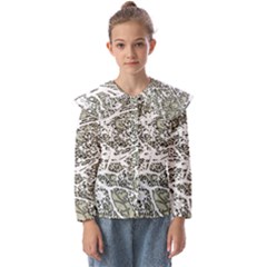 Linear Art Botanic Illustration Kids  Peter Pan Collar Blouse