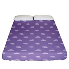 Pink Clouds On Purple Background Fitted Sheet (california King Size) by SychEva