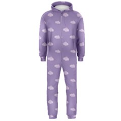 Pink Clouds On Purple Background Hooded Jumpsuit (men)  by SychEva