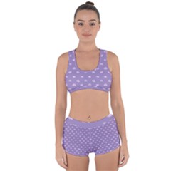 Pink Clouds On Purple Background Racerback Boyleg Bikini Set by SychEva